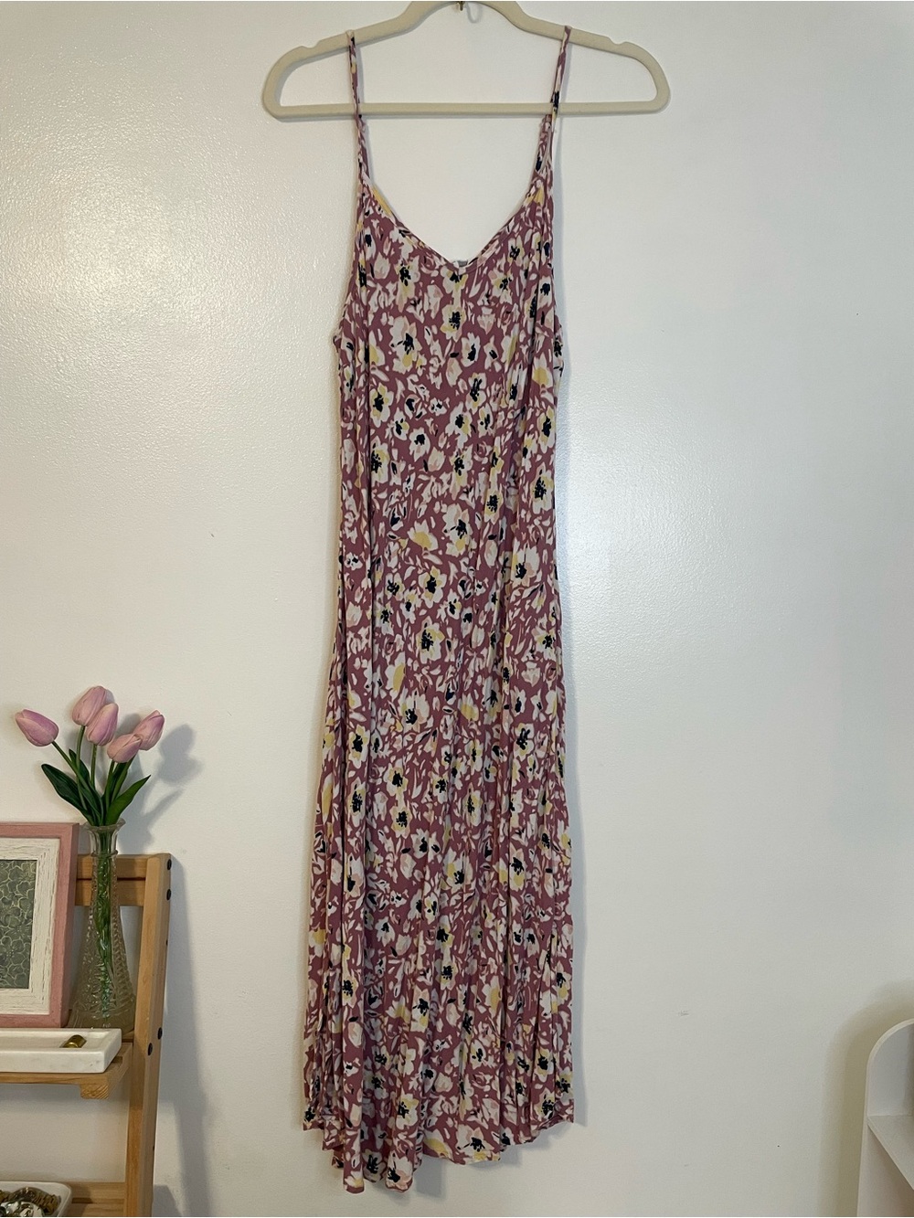 Purple floral maxi dress with adjustable straps size xl Dip
